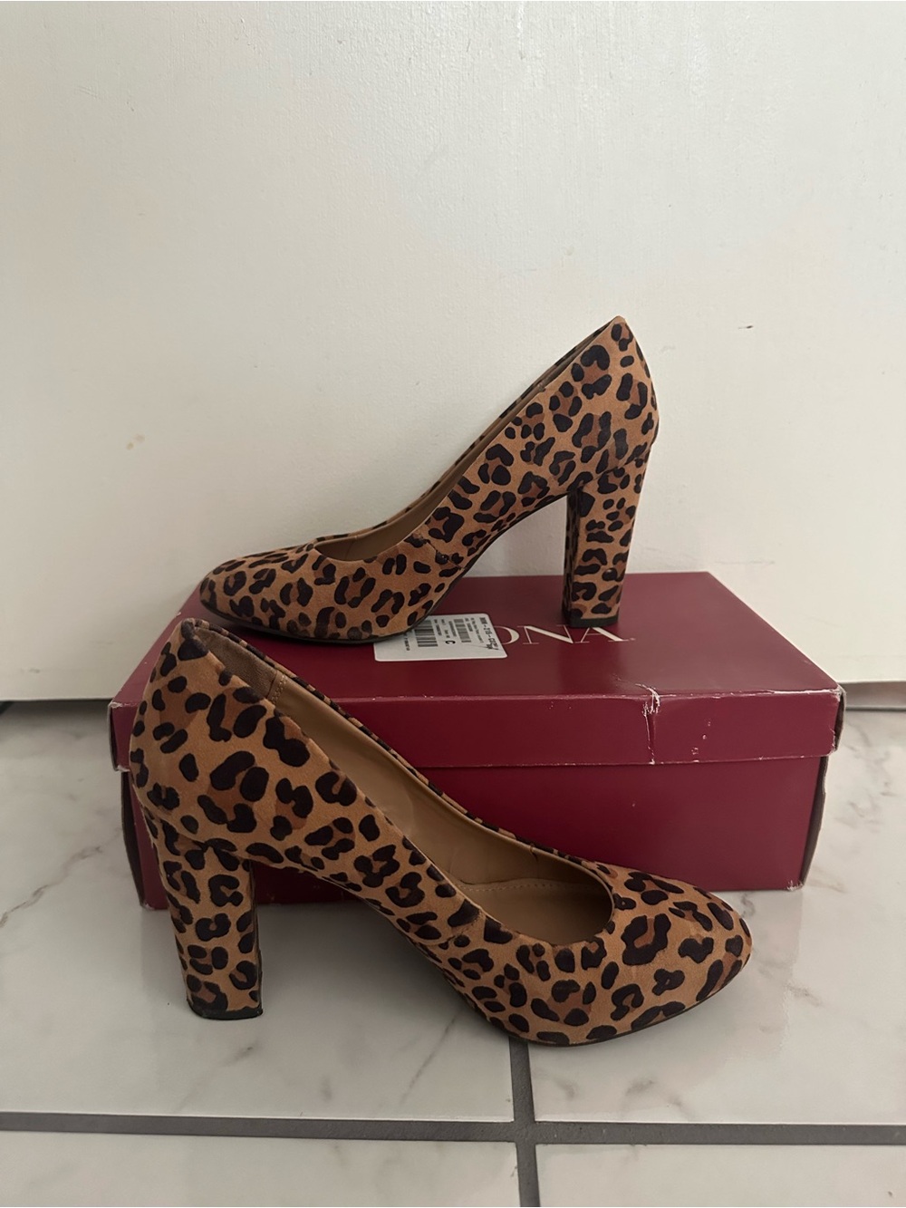 Merona Leopard Print Block Heel Pumps - Brown and Black